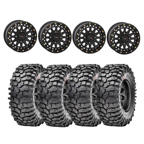 System 3 Matte Black SB-6 Beadlock & Maxxis Radial Roxxzilla Wheel & Tire Kit