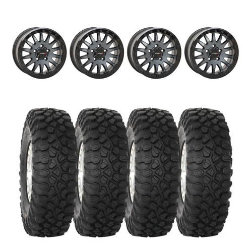 System 3 Matte Brushed Grey SB-8 Beadlock 5-Lug & System 3 Radial XC450 Wheel & Tire Kit