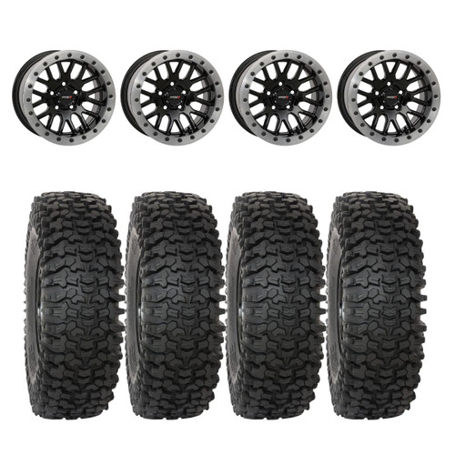 System 3 Gloss Black w/Matte Brushed Ring SB-9 Beadlock & System 3 RC500S 8 Ply Rock Crawler Wheel & Tire Kit