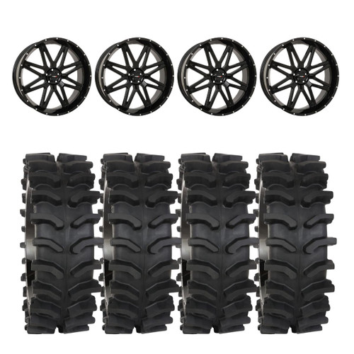 System 3 Gloss Black ST-7 & System 3 XT400W Xtreme Mud Wheel & Tire Kit