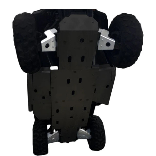 Ricochet Offroad Honda Pioneer 500 520 A-arm and CV boot guards front and rear aluminum skid protection installed