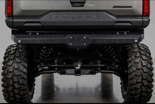 Geiser Polaris Ranger 1500 rear bumper installed showing heavy duty steel construction with low profile design and rear protection for off road use