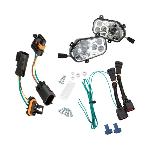 Moose - Polaris RZR 800/900 UTV LED Headlight w/ Wiring Adapter Harness - Clear