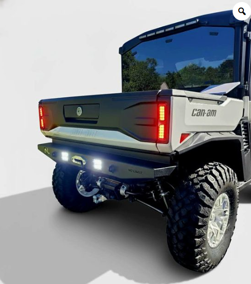 MCE MarqCad Can-Am Defender HD11 rear bumper light harness plug-and-play reverse light wiring kit with aftermarket LED bumper lights installed