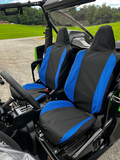 Green Mountain Outdoors 600D seat covers installed on Kawasaki Ridge Crew seats
