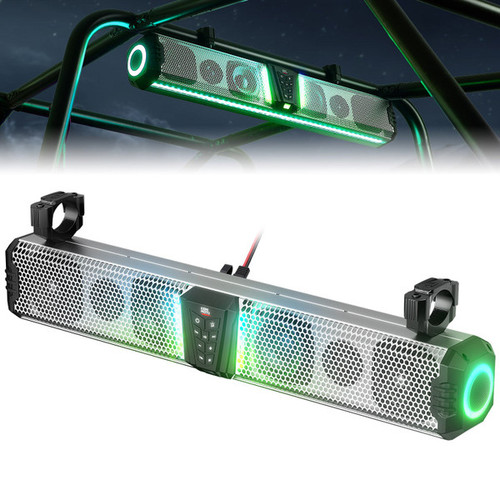 Kemimoto UTV Midnight S80 Gen1.5 32" Aluminum 6-Speaker RGB Soundbar Silver