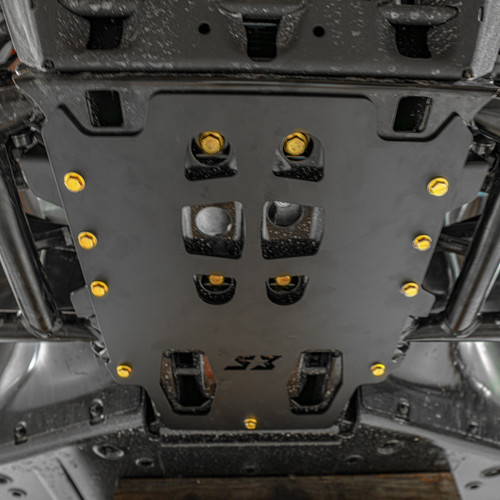 S3 Powersports Can-Am Defender HD11 front frame stiffener installed on UTV chassis for suspension and frame reinforcement
