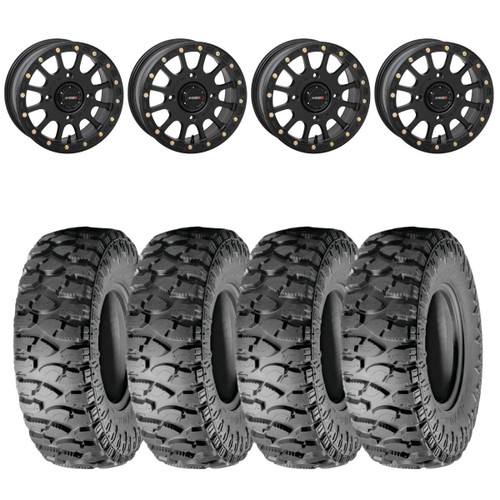 System 3 Matte Black SB-5 Beadlock & Atturo Trail Blade Boss Wheel & Tire Kit