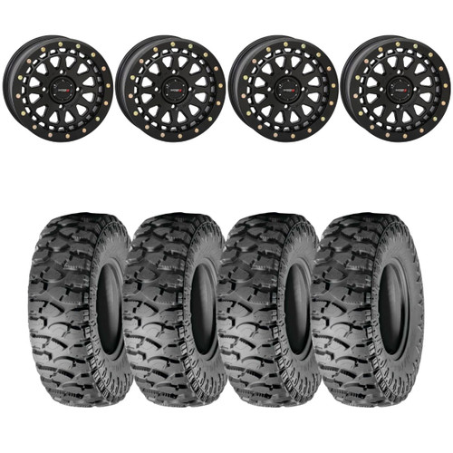 System 3 Matte Black SB-6 Beadlocks & Atturo Trail Blade Boss Wheel & Tire Kit