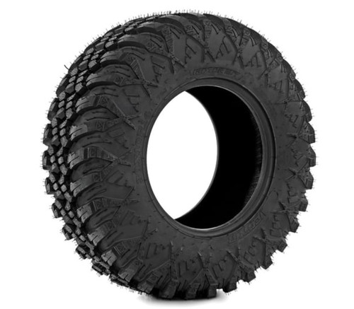Rough Country Vector M/T UTV and ATV mud terrain tire featuring aggressive 16mm tread, 10-ply construction, self-cleaning tread design, and rugged off-road performance for mud, rocks, sand, and trail riding.