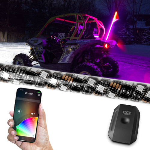 XK Glow XKchrome Smartphone App UTV 2nd Gen LED Whip Kits