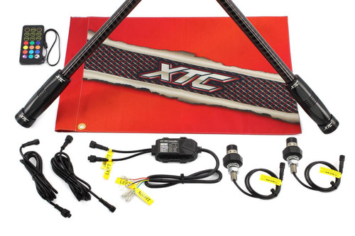 Xtc Power Products X-lite 4ft Rgb+w Whip Lights With Red Xtc Safety Flags (pair)