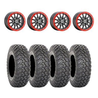 Raceline Gunmetal Red A14GR Alpha Radial Wheel Tire Kit
