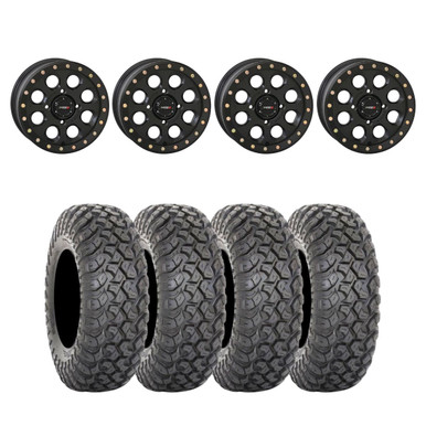 System 3 SB-7 Matte Black RT320 Wheel Tire Kit