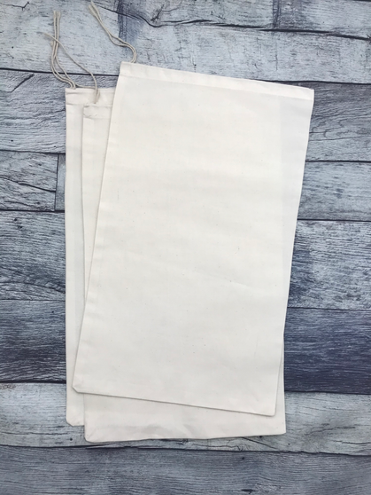 100 Count - 16 X 20 Classic Natural Cotton Single Drawstring Bags