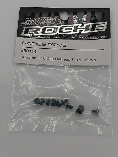 M3x5mm 110 Deg Flathead Screw (10)