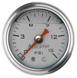 Autometer 1-1/2In Pressure Gauge - 0-15Psi - Silver Face 2178