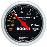 Autometer 2-1/16In S/C Boost/Vacuum Gauge 3303-M Autometer 2-1/16In S/C Boost/Vacuum Gauge 3303-M