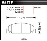 Hawk Brake Brake Pad Front Honda Blue Compound Hb218E.583