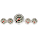 Equus 5-Piece Gauge Set White Face/Silver Bezel E8500