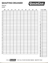 Quickcar Racing Products Qualifying Organizer Sheets (50Pk) 51-236