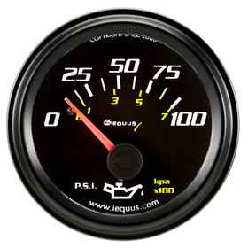 Equus 2.0 Dia Oil Pressure Gauge Black  0-100Psi E6234