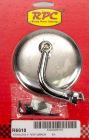 Racing Power Co-Packaged Stainless Peep Mirror W/Short Arm 4In R6610 Racing Power Co-Packaged Stainless Peep Mirror W/Short Arm 4In R6610