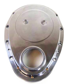 Racing Power Co-Packaged 2-Pc Timing Chain Cover Sb Chevy Polished Alum R6043