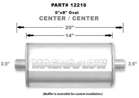 Magnaflow Perf Exhaust Stainless Muffler 2.5In Center In / Out 12216