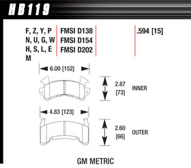 Hawk Brake Metric Gm Dtc-70  Hb119U.594