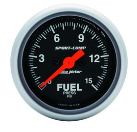 Autometer Sport Comp 2 1/16In Fuel 0-15 Psi Elec. 3361