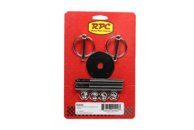 Racing Power Co-Packaged Aluminum Hood Pin Kit Black R4049