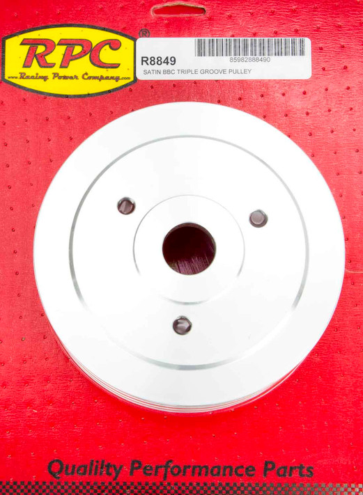 Racing Power Co-Packaged Bbc Swp Triple Groove Lower Pulley Satin R8849 Racing Power Co-Packaged Bbc Swp Triple Groove Lower Pulley Satin R8849