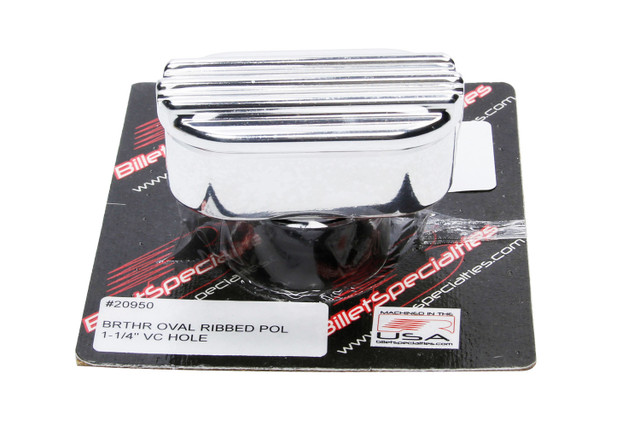 Billet Specialties Billet Breather Oval Ribbed 1-1/4In Vc Hole 20950