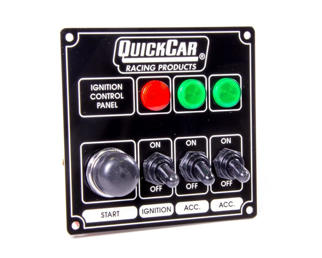 Quickcar Racing Products Ignition Panel Black W/ 2 Acc. & Lights 50-825