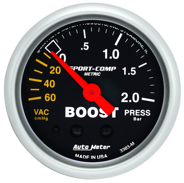 Autometer 2-1/16In S/C Boost/Vacuum Gauge 3303-M Autometer 2-1/16In S/C Boost/Vacuum Gauge 3303-M