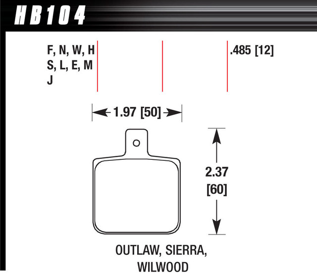 Hawk Brake Dl Single/1000 Dtc-30  Hb104W.485
