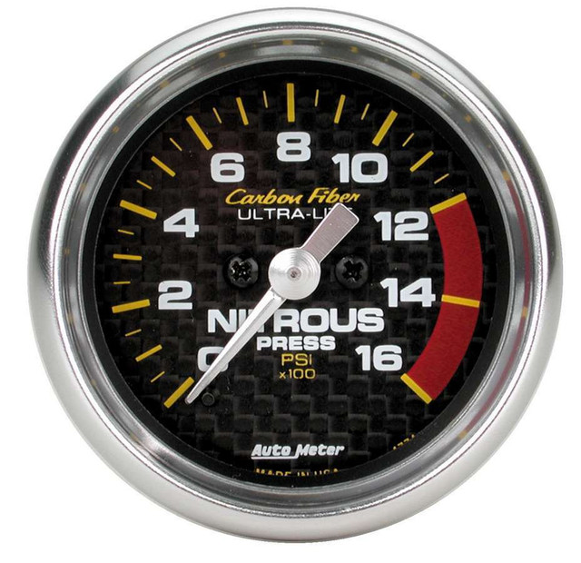 Autometer 2-1/16In C/F Nitrous Press. Gauge 0-1600Psi 4774 Autometer 2-1/16In C/F Nitrous Press. Gauge 0-1600Psi 4774