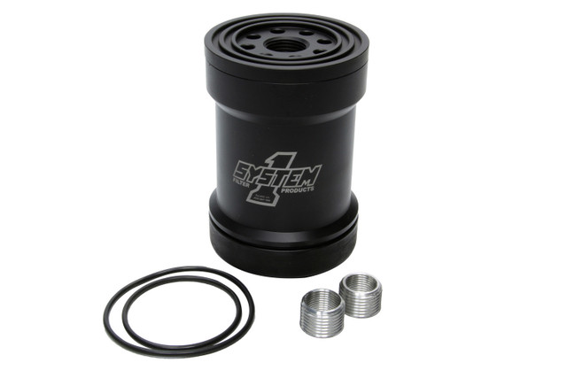 System One Billet Oil Filter W/Blt Cap 75 Micron - Black 209-571B