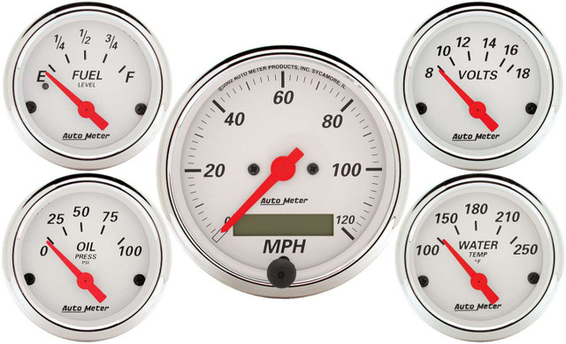 Autometer Arctic White Gauge Kit W/Red Pointer 1302