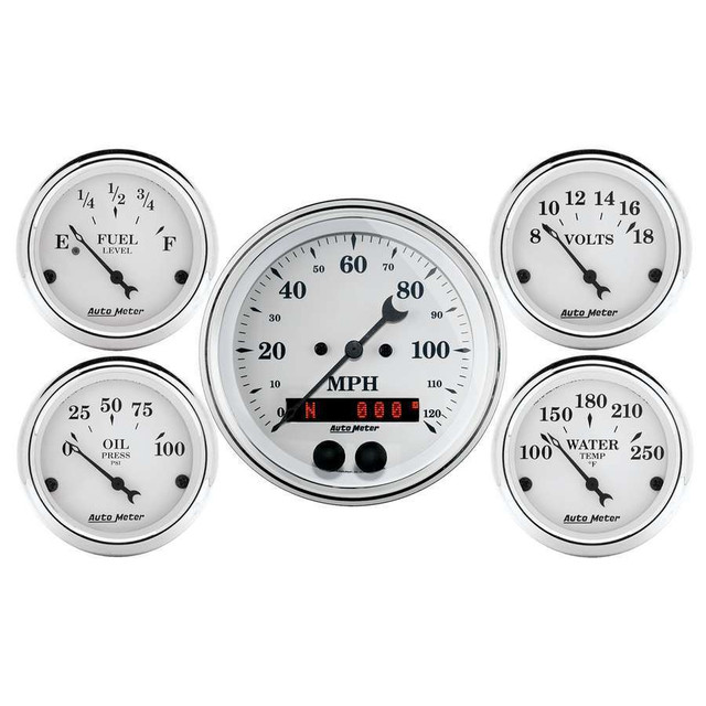 Autometer Old Tyme White Gauge Kit W/Gps Speedo 1650