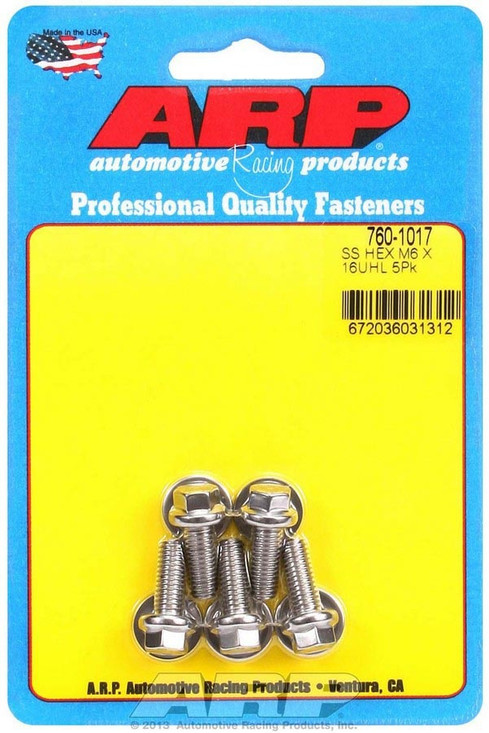 Arp S/S Bolt Kit - 6Pt. (5) 6Mm X 1.00 X 16Mm 760-1017 Arp S/S Bolt Kit - 6Pt. (5) 6Mm X 1.00 X 16Mm 760-1017
