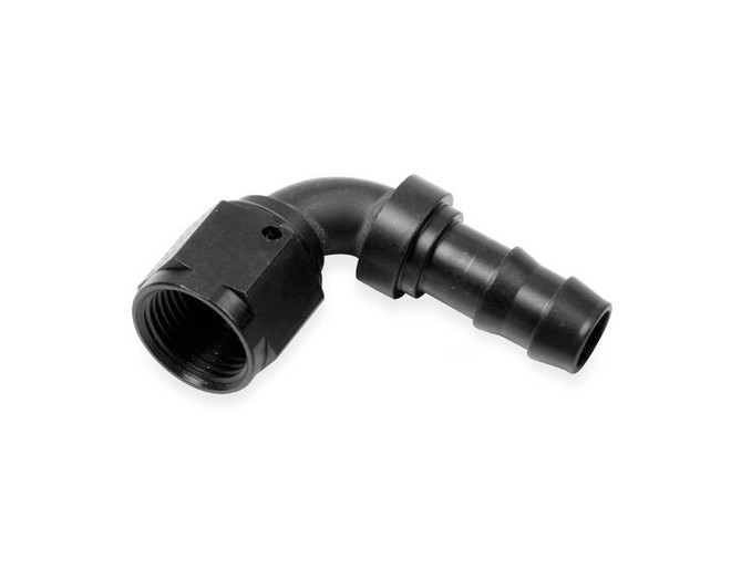 Earls 6An 90-Deg To 3/8 Male Barb Hose End - Black At709167Erl