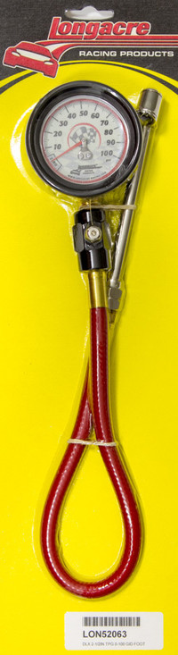 Longacre Tire Gauge 0-100Psi 2.5 In Gid Deluxe Foot Valve 52-52063