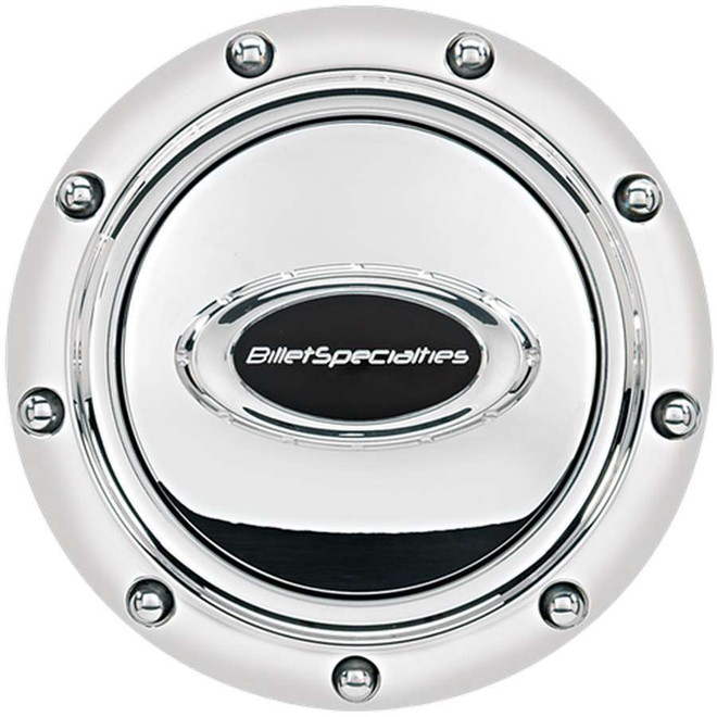 Billet Specialties Horn Button Riveted Polished W/Black Logo 32715