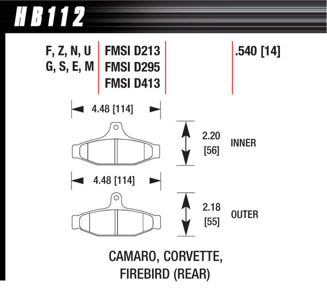 Hawk Brake Brake Pads Blue 9012 Camaro Hb112E.540