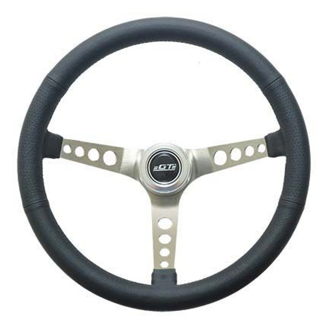 Gt Performance Steering Wheel Retro Leather Stainless Spokes 35-5445