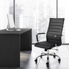 Ergonomic Black Ribbed PU Leather High Back Executive Computer Desk Office Task