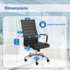 Ergonomic Black Ribbed PU Leather High Back Executive Computer Desk Office Task