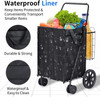 Folding Grocery Basket Cart Shopping Wheels Large Metal Utility Laundry